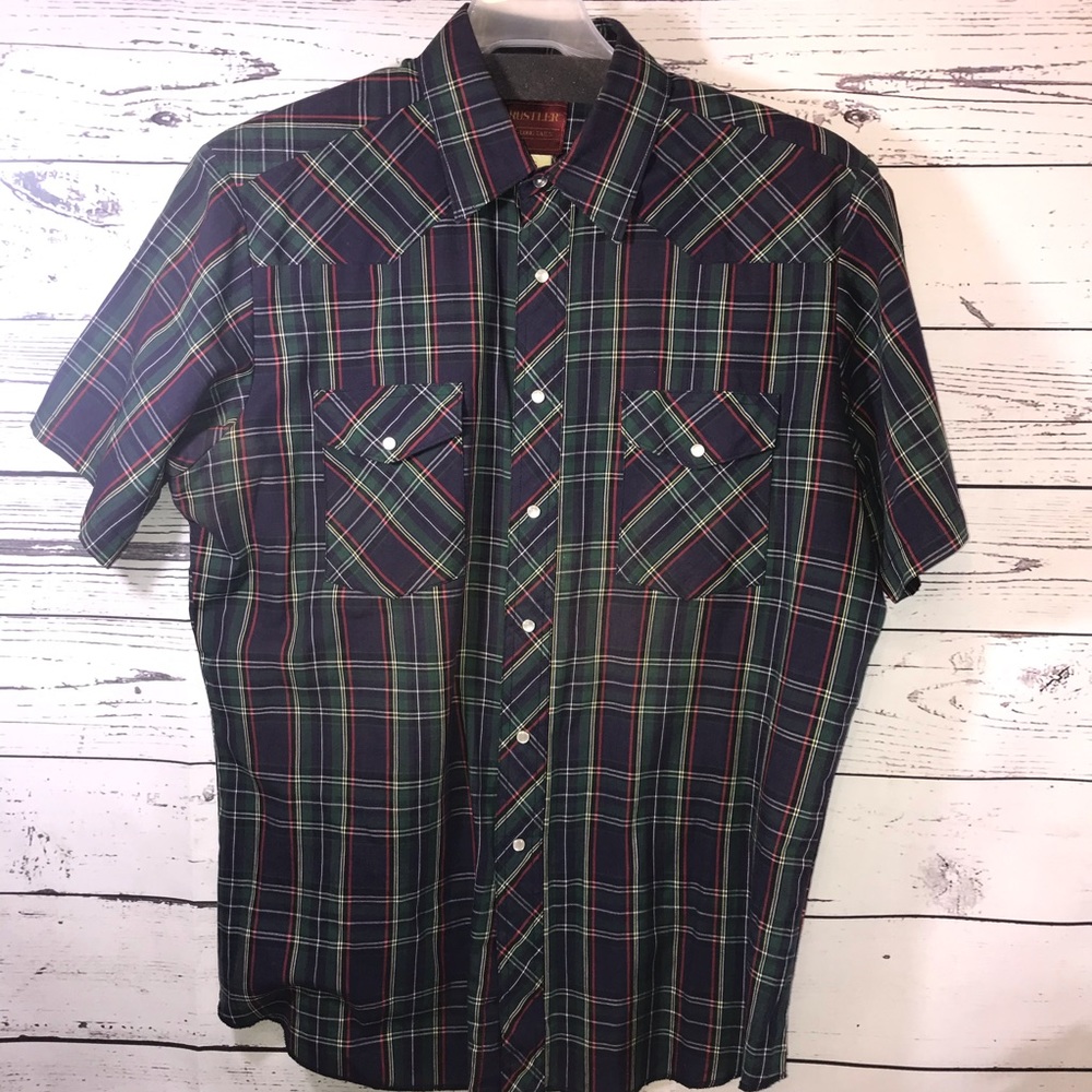 VTG Rustler X-Long Tails Snap Front Western Shirt Size Large
